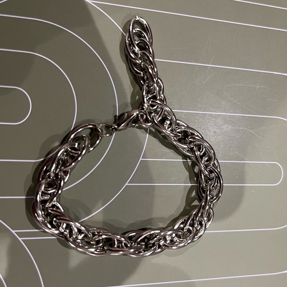 Vintage Silver Chunky Chain Rope Bracelet Electroplated Costume Jewelry Unisex - Picture 2 of 7